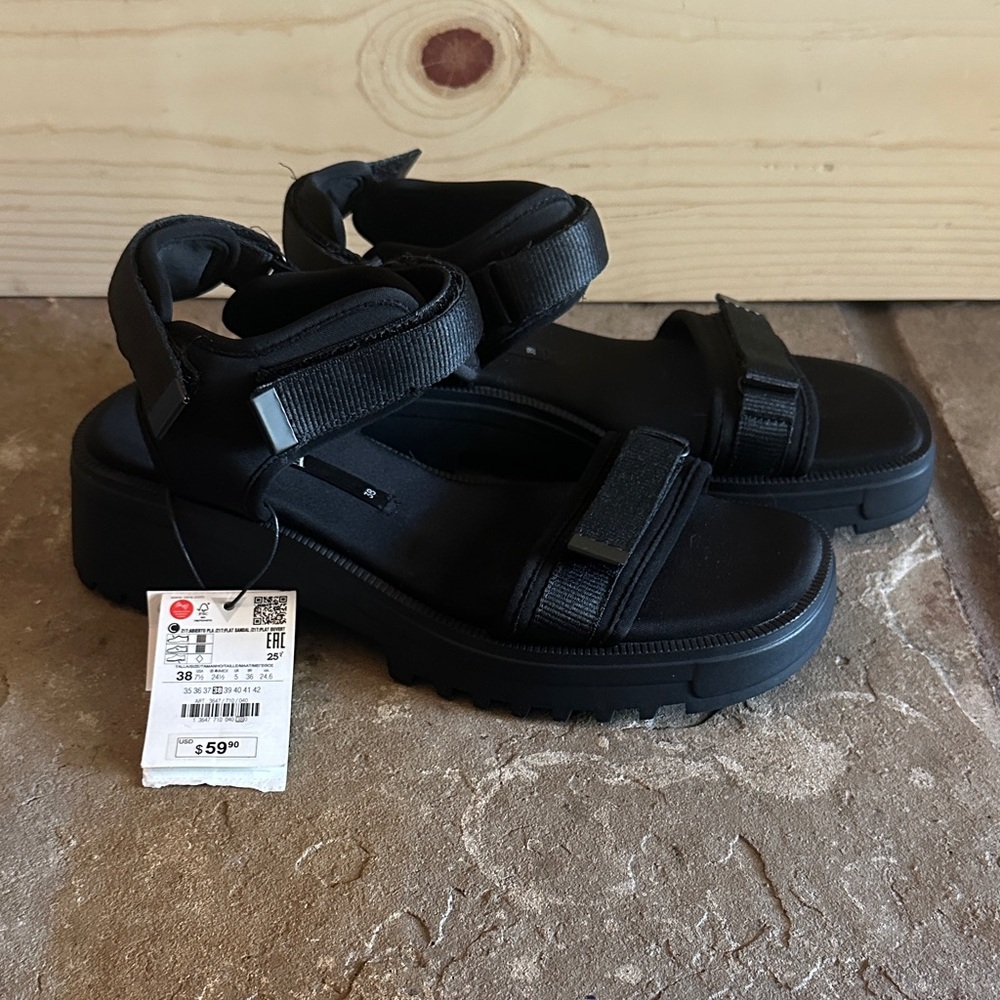 NWT Zara Black Sandals 38